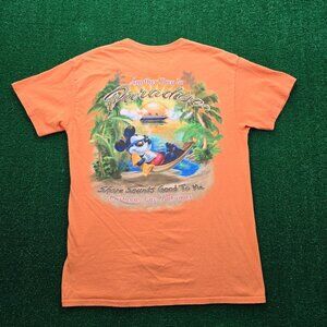 Disney Cruise Line Tshirt Men Medium Orange Mickey Mouse Another Day in Paradise